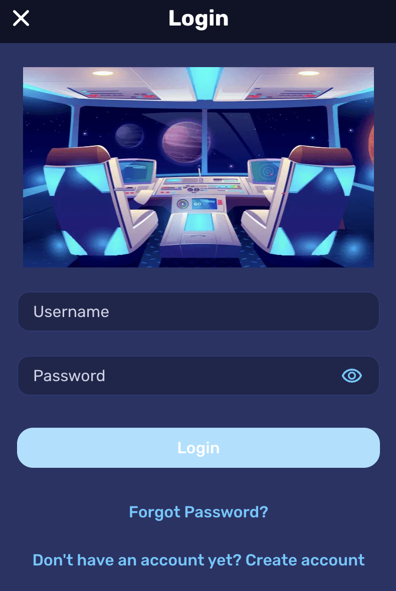 Galactic Wins Login Form